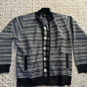 Stylish Kensington Black and White Men's Zip-Up Sweater